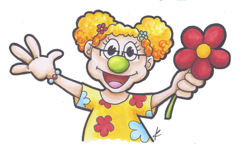Gezeichnete Pauline Pillepalle mit Blume